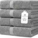 600 GSM 100% Cotton Bath Towels, Grey, Set of 4, Highly Absorbent, Plush, Soft, Quick Dry, 4 Pieces Combed Cotton Luxury Towels for Hotels, Spa, Salon, Bathroom, Dorm, Pack of 4