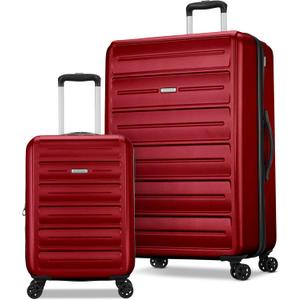 American Tourister Westridge Hardshell Luggage Set - 2 Piece Set - 20/28" Carry-On & Large Checked Luggage Set with Spinner Wheels - Expandable Hard Suitcases for Travel - Hard ABS Shell - Holly Red