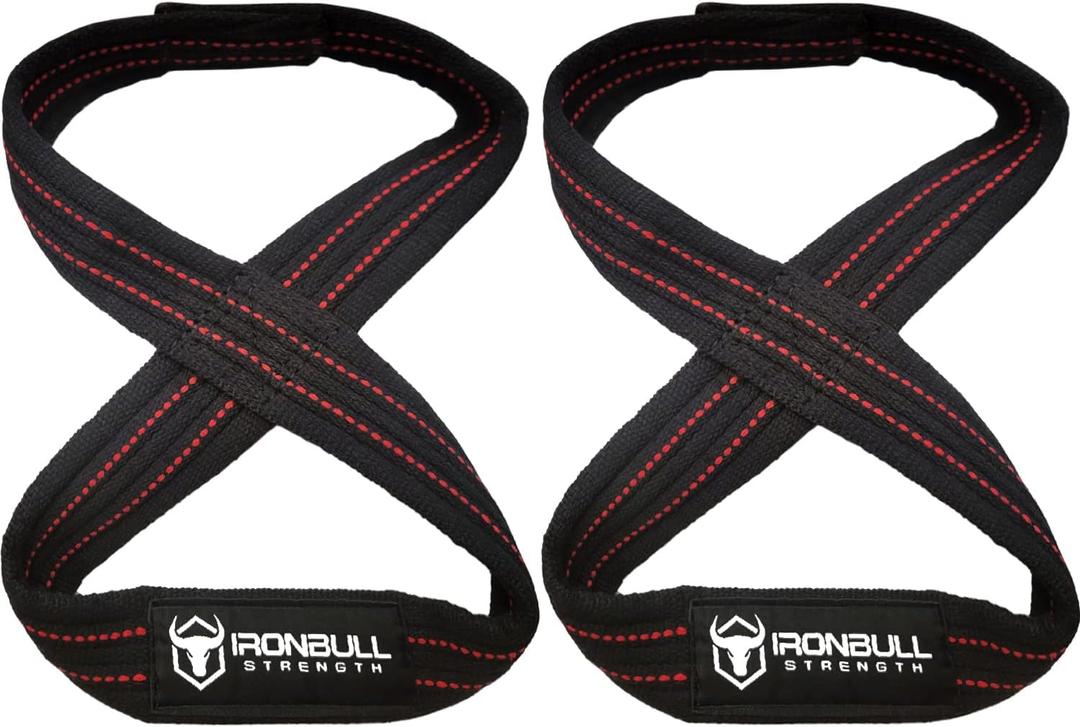 Iron Bull Strength Heavy Duty Lifting Straps for Deadlift - Figure 8 Wrist Straps for Heavy Weight Lifting, Strongman, Powerlifting, Workout and Weightlifting - for Men (12" - Up to 8" Wrist Circumference)