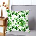 St Patricks Day Pillow Covers 18x18 Set of 2 Green Shamrock Saint Patricks Day Decorative Throw Pillow Cover Cotton Cushion Case for Sofa Couch Farmhouse Indoor Outdoor Decorations