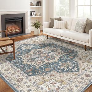 Vintage 9x12 Washable Area Rugs for Living Room, Non Slip, Blue
Soft, Pet & Kid Friendly, Ultra Thin Carpet for Living Room/Bedroom/Nursery/Kitchen, Indoor Daily Home Decor