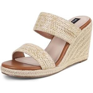 mikarka Slip On Wedge Sandals for Women Open Toe Espadrilles Platform Slides Dressy High Heel Beach Summer Sandal Comfortable Wedges Shoe Mules, Size 8