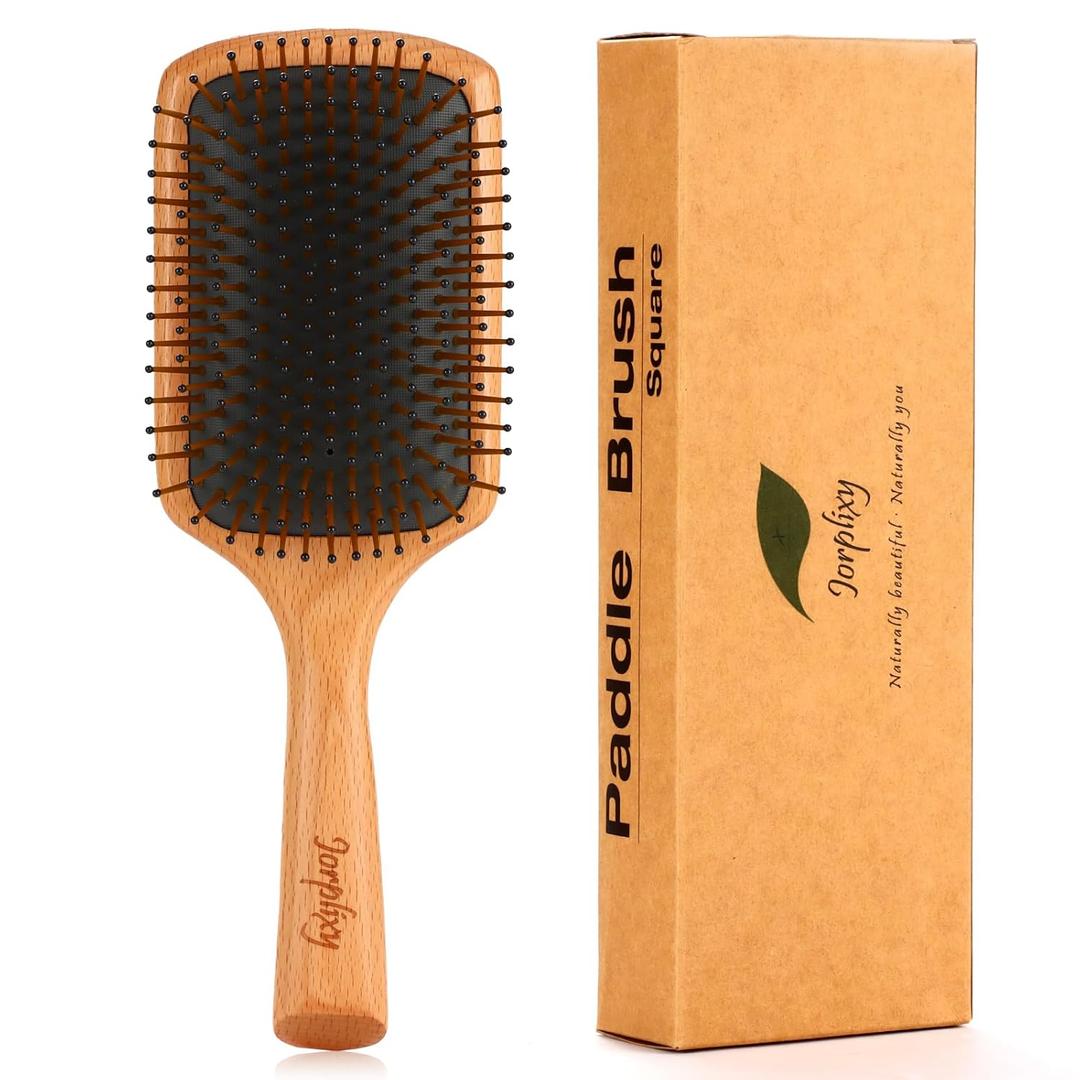 Hair brush for Men and Women,Wet Brush with Wooden Handle, Curly Hair Brush, Air Cushion Brush, Wooden Paddle for Thick/Thin/Fine, Wet & Dry Styling, Square Large Brush
