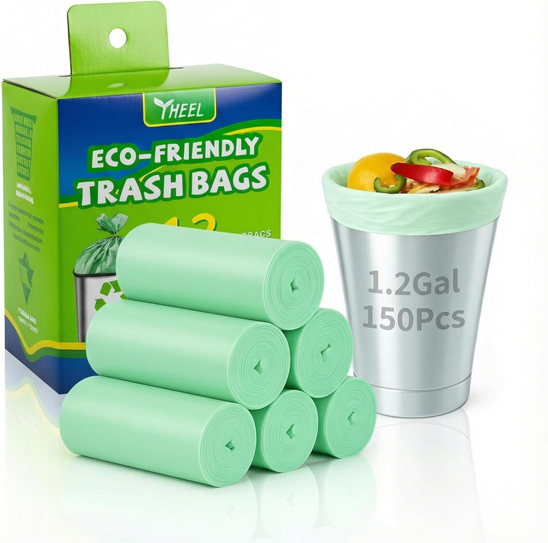 Small Trash Bags 1.2 Gallon: YHEEL Bathroom Trash Bags Unscented Small Garbage Bags Strong Leak-Proof Trash Liners for Office Bedroom - 150 Counts