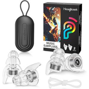 Hearprotek Concert Ear Plugs, 2Pairs Reusable high Fidelity Musician Ear Plugs for Concerts Loud Music-Noise Reduction Ear Protection earplugs for Rave,Festival,Music,Tinnitus Relief (Grey)
