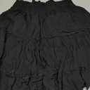 LYANER Women's Elastic Waist Pleated Layer Ruffle Hem Flowy A Line Short Skirt (Small, Black2)