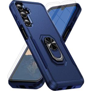 for Samsung Galaxy A16 5G Phone Case [15 FT Military Grade Drop Protection] with 2X Tempered Glass Screen Protector, Heavy-Duty Shockproof Magnetic Kickstand Case for Samsung Galaxy A16 5G (Dark Blue)