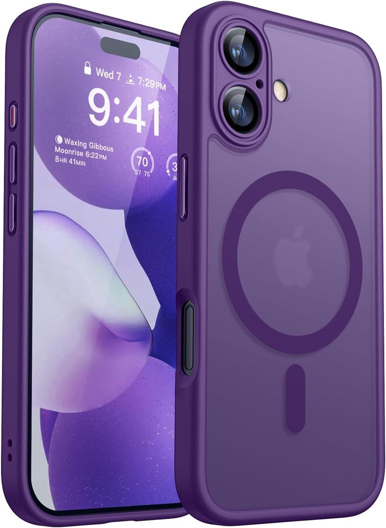 CANSHN Magnetic for iPhone 17 Case, Upgraded [Full Camera Protection] [Compatible with Magsafe] [Translucent Matte] Shockproof Protective Phone Case for iPhone 17 - Deep Purple (iPhone 17 (6.3 Inch,2 Lens))