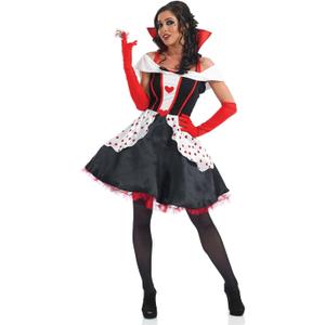 fun shack Queen of Hearts Costume for Women, Red Queen Outfit, Evil Costume for Women (Large, Black)