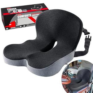 Ergonomic Seat Cushion with Adjustable Strap, Memory Foam Office Chair Seat Cushion with L-Shaped Design, Car Seat Cushion Fits for Truck Driver Semi Truck, Gaming Chair, Desk, Light&Dark Gray