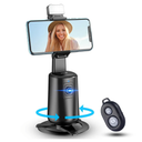 Auto Face Tracking Tripod 360° Rotating Cell Phone Photo and Video Kits Stand, No App, Camera Stand with Remote and Gesture Control, Rechargeable Smart Shooting Stand for Live Recording Tiktok（Black）