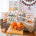 2 x YUJUN 4 Pack Fall Pillow Covers Decoration,18x18in Buffalo Plaid Farmhouse Pumpkin Maple Leaves Thanksgiving Fall Throw Pillows Cushion Case Couch Decor for Autumn Home Outdoor Decorations (White)
