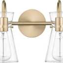 ML Lighting | Camellia Collection | 21002-MG | 2 Light Vanity in Modern Gold Finish with Clear Glass Shade | Versatile Design That adds High-End Texture and Elegance to Your Bathroom