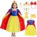 Girls Halloween Costume Set for Princess Costume Kids Cute Dress Birthday Outfits Gift (130/(6-7 Years))