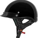 VCAN Cruiser Solid Half Face Motorcycle Helmet (Small, Gloss Black)
