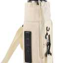 Gym Magnetic Water Bottle Holder with Adjustable Shoulder Strap and Phone Pocket,Holds 30/40oz Bottle Sleeve with Handle/Handleless,7 Card Pockets (White)