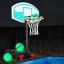 SPOYNAL Pool Basketball Hoop 7-Height Adjustable Swimming Pool Basketball with LED Light, 2 Balls & Pump, Portable Water Basketball Goals System