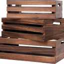 Wood Crates For Storage,Decorative Vintage Brown Wooden Crates For Display,Handmade Solid Wood Boxes,Set Of 3 Rustic Black Wooden Crate. (vintage brown)