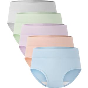 BAMBOO COOL Women's Underwear High Waisted Briefs Full Coverage Soft and Breathable Panties, 5-Pack (Medium)