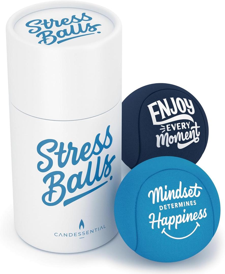 Candescent Stress Balls - Hand Therapy Relief for Anxiety, Fidget, Tension, Exercise Strengthener - Motivational Toys for Adults & Kids - Set of 2 (Crystal Blue, Ocean Blue)