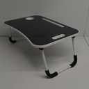 Foldable Laptop Table, Portable Lap Desk Bed Table Tray, Laptop Stand with Cup Holder & Tablet Slot & Lifting Handle for Working Writing Drawing & Eating (Black) (Black)