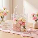 woric Clear Gift Bags with Handles, 15 PCS Small Plastic Party Favor Bags Reusable Transparent Gift Wrap Goodie Bag Bulk for Mother's Day Weddings Birthdays 5.9"x5.1"x2.75"