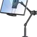 Car Tablet Holder for Cup Holder, Metal Long Arm 360 Rotation Tablet Mount for Truck Golf Treadmill, Fit Thickness Case (Deep Max 1.18'') for iPad Pro/Air/Mini, Galaxy Tab & 6.1-15.6" Devices