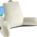Reading Pillow for Sitting in Bed Adult, Reading Pillow with Shredded Memory Foam, Bed Pillow with Washable Cover, Back Pillow Sitting Up with Extend Arms, Beige, X-Large