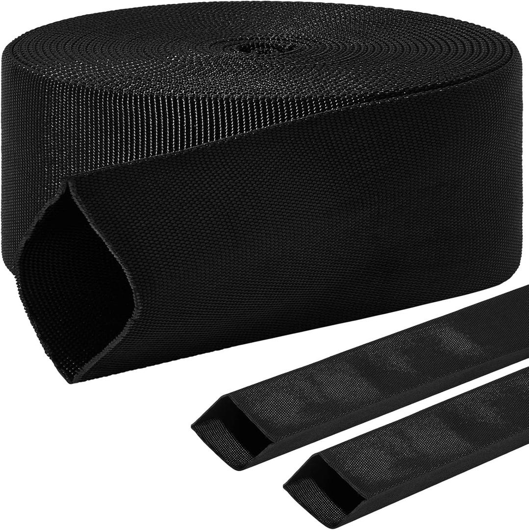 Hanaive 26 ft Nylon Hydraulic Hose Protector Sleeve Tig Torch Cable Cover Black Protective Cover Hose Sheath Hydraulic Wrap Cutting Wire Sheath Sleeve Management Wrap for Cord Tig(2.25 Inch Id)