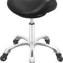 Saddle Stool with Wheels, Rolling Ergonomic Stool Saddle Esthetician Lash Tech Chair for Dental Hygienist Salon Hair Stylist (Black)