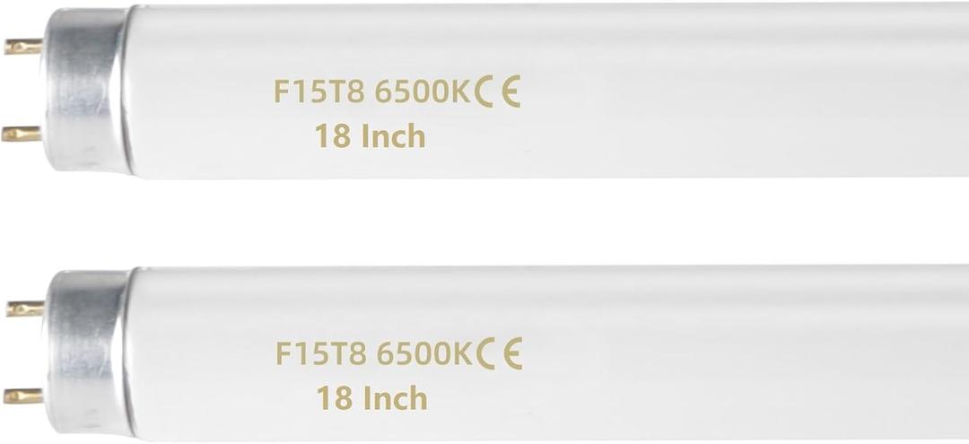 F15T8 18 Inch 15W T8 Fluorescent Replacement Tube Bulb Daylight 6500K Medium Bi-Pin G13 Base, 2 Count