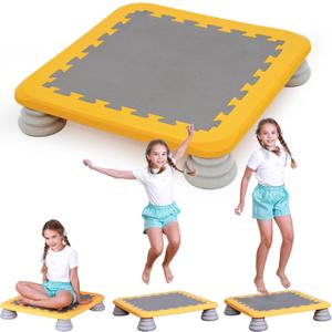 Mini Trampoline for Kids, 25 Inch Sensory Trampoline Bouncing Board with Non-Slip Base (Yellow)