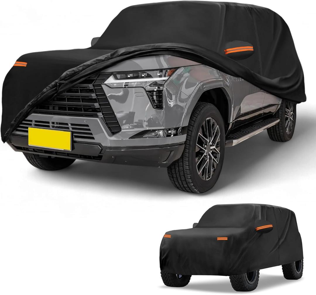 Car Cover Waterproof All Weather Sun Rain Protection Full Exterior Cover for Lexus GX 190T-PU Black with Left Side Zippers