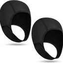 Jecery 2 Pcs Neoprene Diving Hood Thermal Wetsuit Hood Cap Swim Caps with Chin Straps Snorkeling Neoprene Surf Beanie 2.5 mm Diving Headgear for Men Women Sailing Water Sports, One Size
