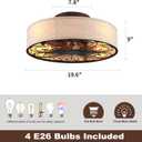 Caged Ceiling Fans with Lights Flush Mount,Low Profile Ceiling Fan with Remote,20 Inch Farmhouse White Ceiling Fan for Bedroom,6 Speeds Reversible Silent Fandalier(Include 4 Bulb)