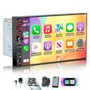 9" Double Din Car Stereo with Wireless Apple CarPlay & Android Auto,QLED IPS Touchscreen Double Din Radio,1080P Backup Camera, Mirror Link, Voice Control, Bluetooth 5.3, GPS, AM/FM, TypeC, EQ, SWC