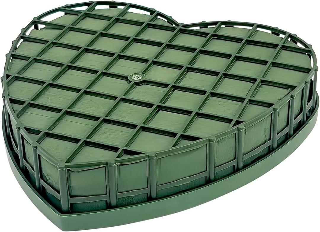 Floral Foam Cage with Suction Cup, Heart-Shaped Flower Arrangement Foam Holder for Wedding Car Decor, DIY Floristry Bouquet Fixation Base for Fresh/Silk Flowers (20x20cm)