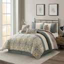 Stratford Park Multi-Color Cal King Comforter Set, 7 Piece, Microfiber Print Bedding Sets & Collections,Matching Pillow Shams & Bedskirt