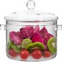 Glass Saucepan with Cover, 1.5L/50OZ Heat-Resistant Borosilicate, Glass Pots for Cooking on Stove Cookware Set Stovetop Pot for Soup, Pasta (1.5L/50OZ) (1.6 Quarts)