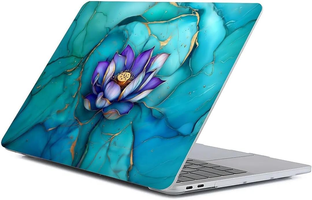 for MacBook Pro 16 Inch Release 2021/2023 Model A2485/A2780 Clear Computer Case,Hardshell Laptop Case Marble Textured Lotus Flower
