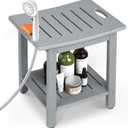Shower Bench for Inside Shower, HDPE Shower Stool for Shaving Legs Shower Chair with Storage Shelf/Handle, Waterproof Shower Seat for Bathroom, Bathtub, Shower Stall, SPA, Indoor or Outdoor Use, Gray, 12.6"D x 16.3"W x 16.9"H