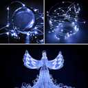 2-Pack 400 LED Solar String Lights for Outside Fairy Waterproof Outdoor with 8 Modes Christmas Tree Balcony Party Wedding Decorations (Cold White)