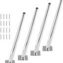 4pcs 16 Inch Furniture Legs, Oblique Conical Metal Legs Chrome Mid-Century Style Furniture Feet for Sofa Cabinet Table Chair Cupboard Couch Ottoman Home DIY Projects (Silver)