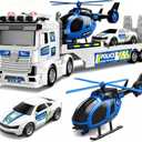 Kids Toys for Ages 3 4 5 6 7 8 Years Old Boys, 25" Large Police Semi Truck with Helicopter & Race Car, Friction Powered Vehicle with Lights & Sounds,Birthday Gift for Boys Girls