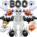 Halloween Party Decorations  12Pcs Ghost Skeleton Pumpkin Bat Spider BOO Foil Balloons Set for Halloween Birthday Party Supplies