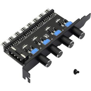 SinLoon 4 Knob Cooling Fan Speed Controller PC 8 Channels 12V Fan Hub for CPU Case HDD VGA PWM PCI Bracket- 4Pin Interface Power Supply (4 Pin 4Knob)