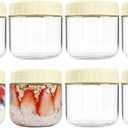 Overnight Oats Containers with Lids, 10 Oz Glass Jars with Lids 8 Pcs, Milk White, Wide Mouth Mason Jars for Salad, Yogurt, Snacks, Meal Prep