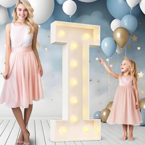 Ledido 4FT Marquee Light Up Letters I, Easy to Assemble Marquee Letters 4 Feet Tall for Indoor & Outdoor Events, Large Lighted Letter for Birthday Graduation Baby Shower Anniversary Party Decorations
