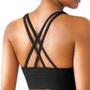 BRXL Buttery Soft Padded Sports Bra for Women Medium Support Criss Cross Back Strappy Athletic Workout Gym Yoga Running M, Black
