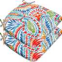 JMGBird Outdoor Chair Cushions Set of 2, Patio Cushions D16xW17 Inch with Ties, Outdoor Chair Pad for Patio Furniture (Paisley Patten)